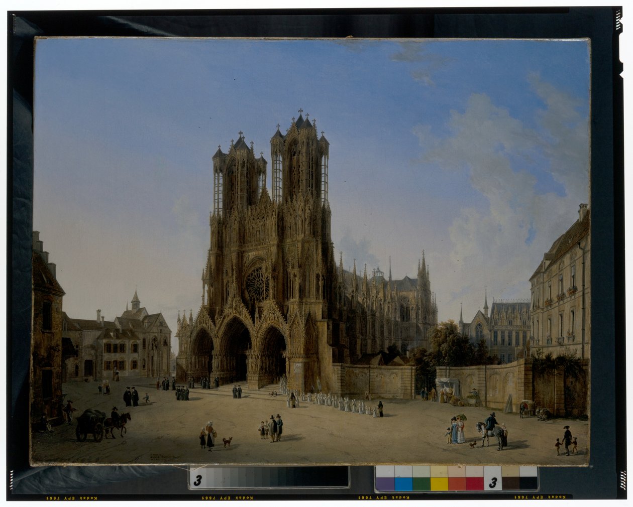 Katedra Notre-Dame w Reims z procesją komunikantów autorstwa Domenico II Quaglio