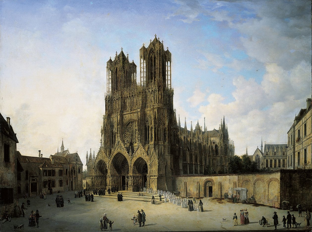 Południowo-zachodnie skrzydło katedry w Reims, 1826 autorstwa Domenico II Quaglio