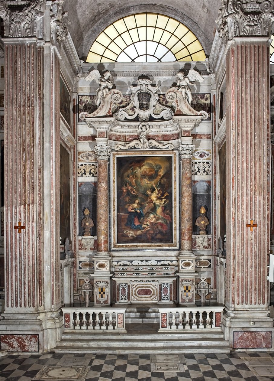 Zwiastowanie, ołtarz, szósta kaplica, ok. 1679 (olej na płótnie) 345 x 200 cm autorstwa Domenico I Piola