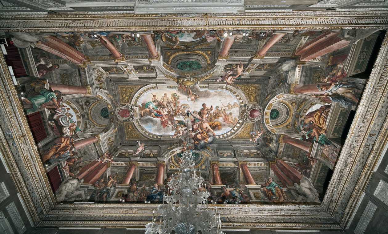 Ofiarowanie Jowiszowi kluczy do Świątyni Janusa (albo Alegorii Pokoju), stropu posadzki szlacheckiej, ok. 1665 (fresk) autorstwa Domenico I Piola
