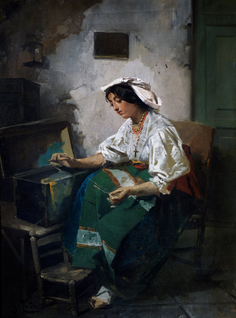 Dziewczyna do szycia autorstwa Domenico Induno