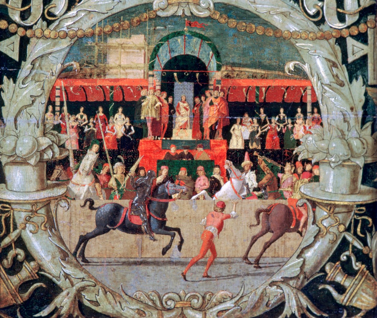 Gwałt Sabinów przed sygnałem, ok. 1490 autorstwa Domenico Morone