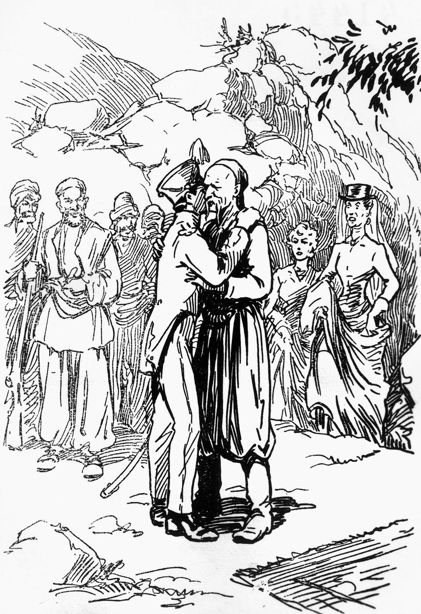 Ilustracja Domenico Natoli (1885-1968) do powieści King of Mountains autorstwa Edmonda Abouta (1828-1885) autorstwa Domenico Natoli