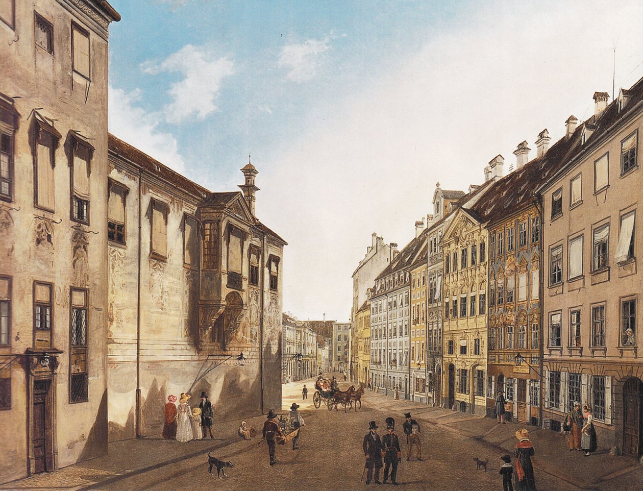 Residenzstrasse w kierunku Max-Joseph-Platz w 1826 r. autorstwa Domenico Quaglio the Younger