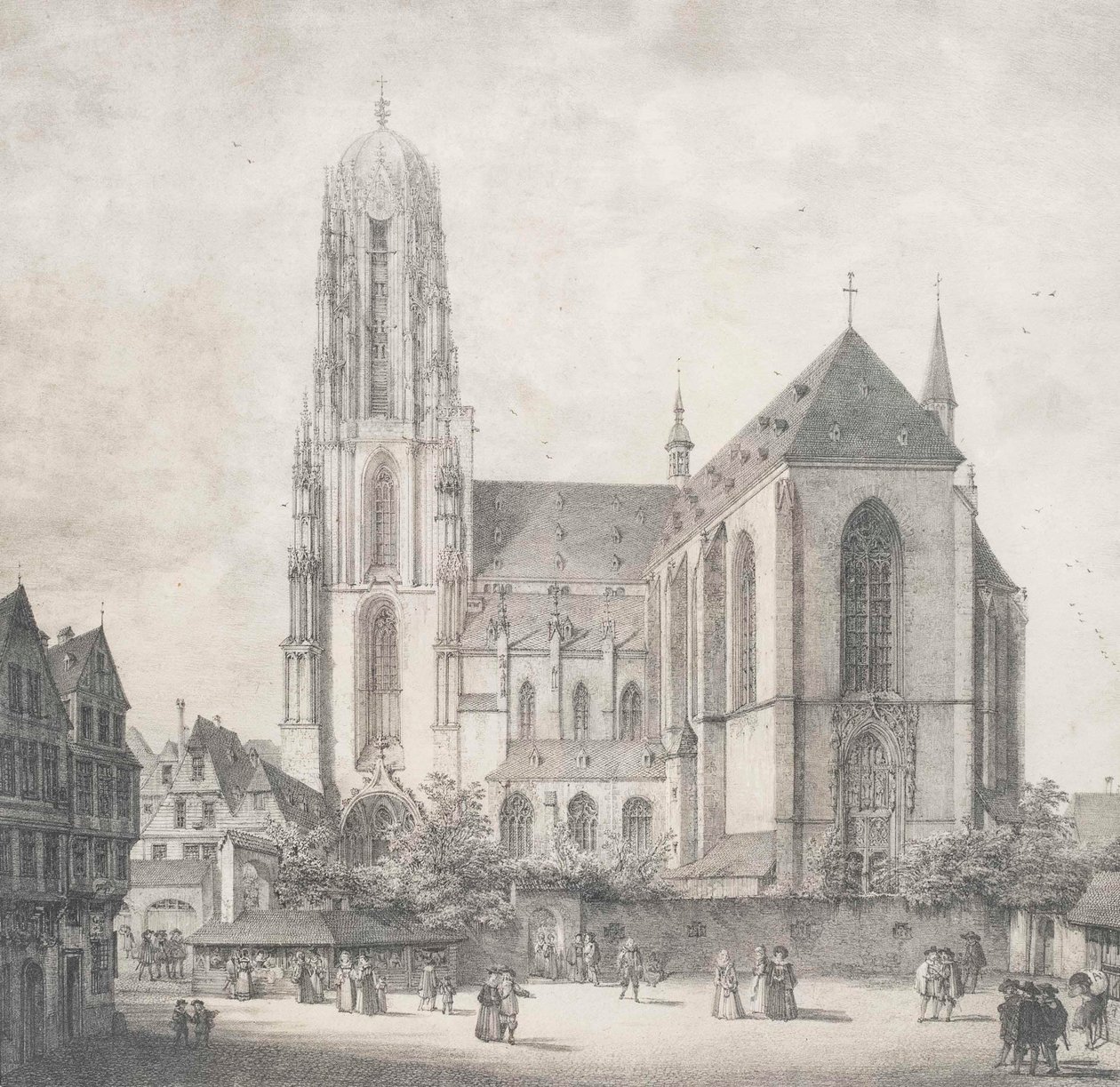 Litho - Frankfurt - Katedra Cesarska - Quaglio - 1819 r. autorstwa Domenico Quaglio the Younger