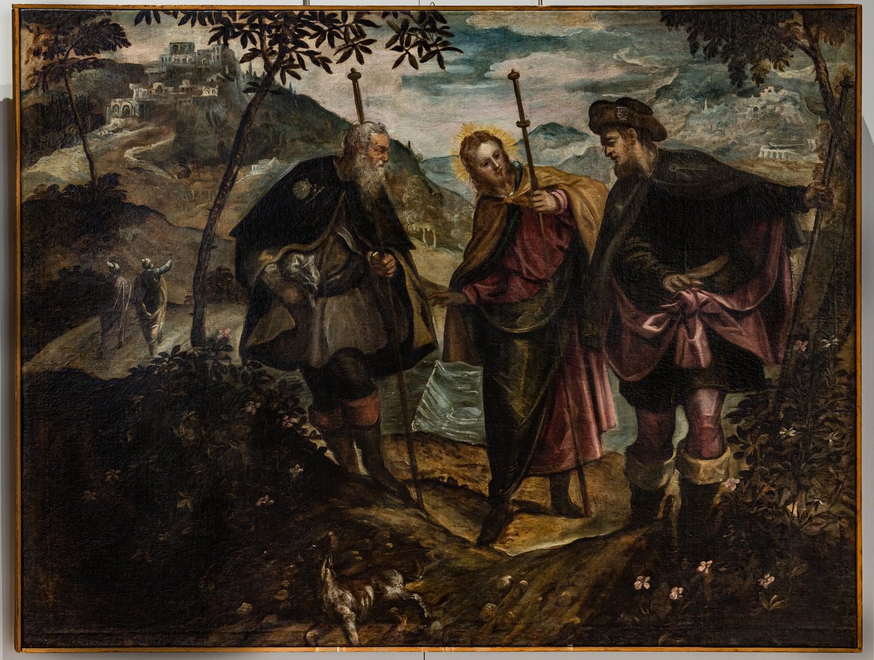 Spotkanie na drodze do Emaus (olej na płótnie) autorstwa Domenico Robusti Tintoretto