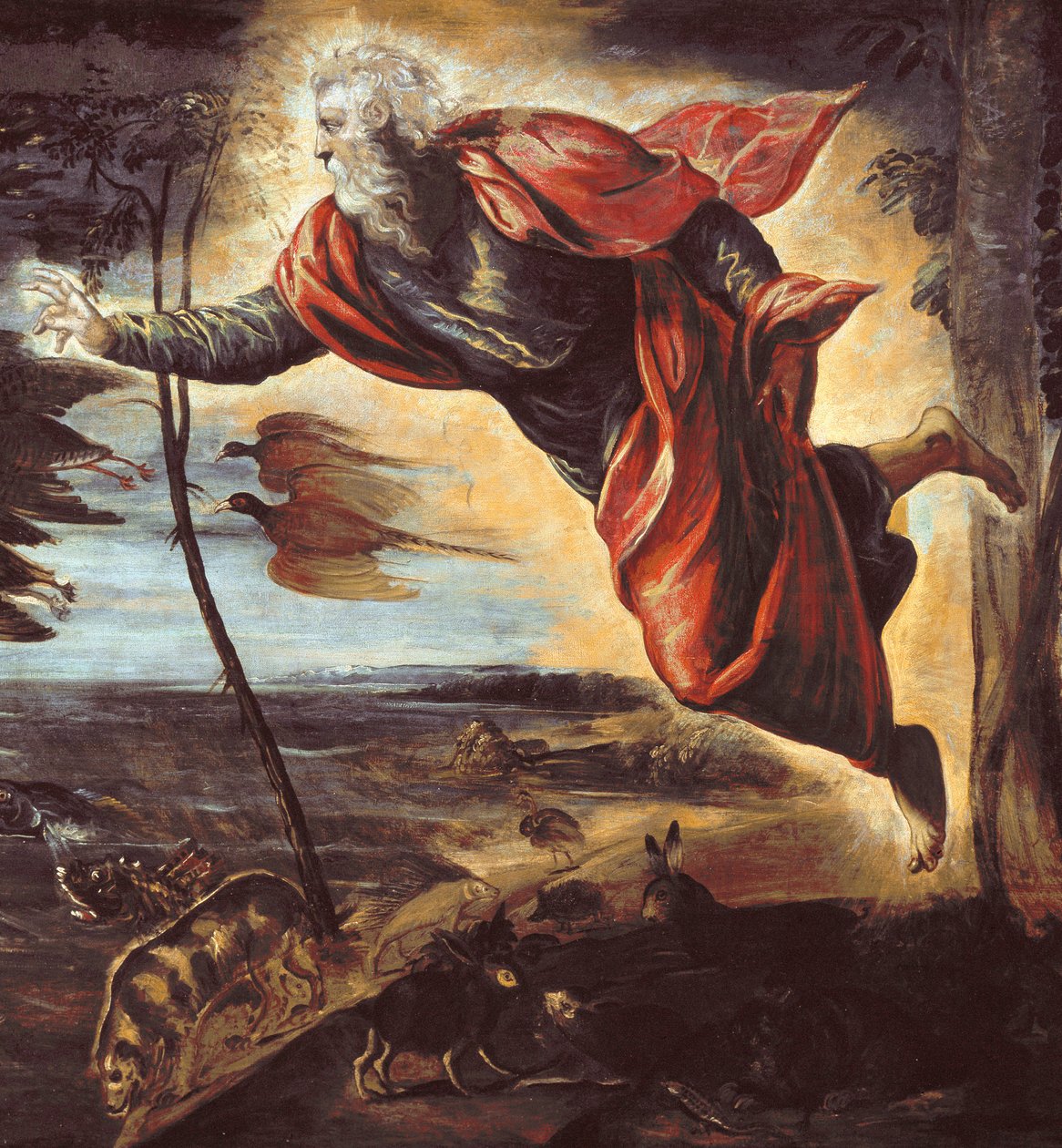 Stworzenie zwierząt. detal - olej na płótnie autorstwa Domenico Robusti Tintoretto