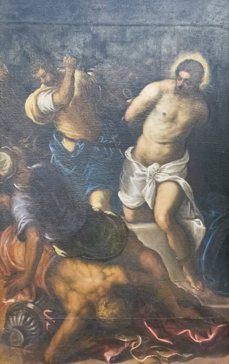 Biczowanie, ok. 1598 r. (olej na płótnie) autorstwa Domenico Robusti Tintoretto