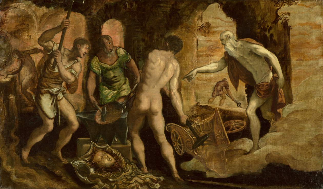 Kuźnia Wulkana, ok. 1544-1548 (olej na płótnie) autorstwa Domenico Robusti Tintoretto