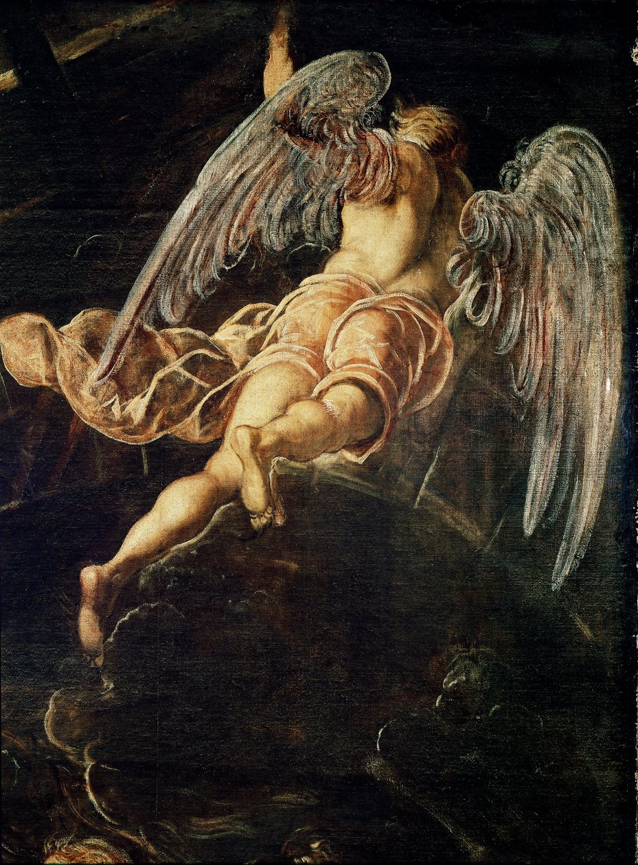 Zejście Jezusa Chrystusa do otchłani Fragment anioła. Obraz Jacopo Robustiego detto il Tintoretto (Tintoret autorstwa Domenico Robusti Tintoretto
