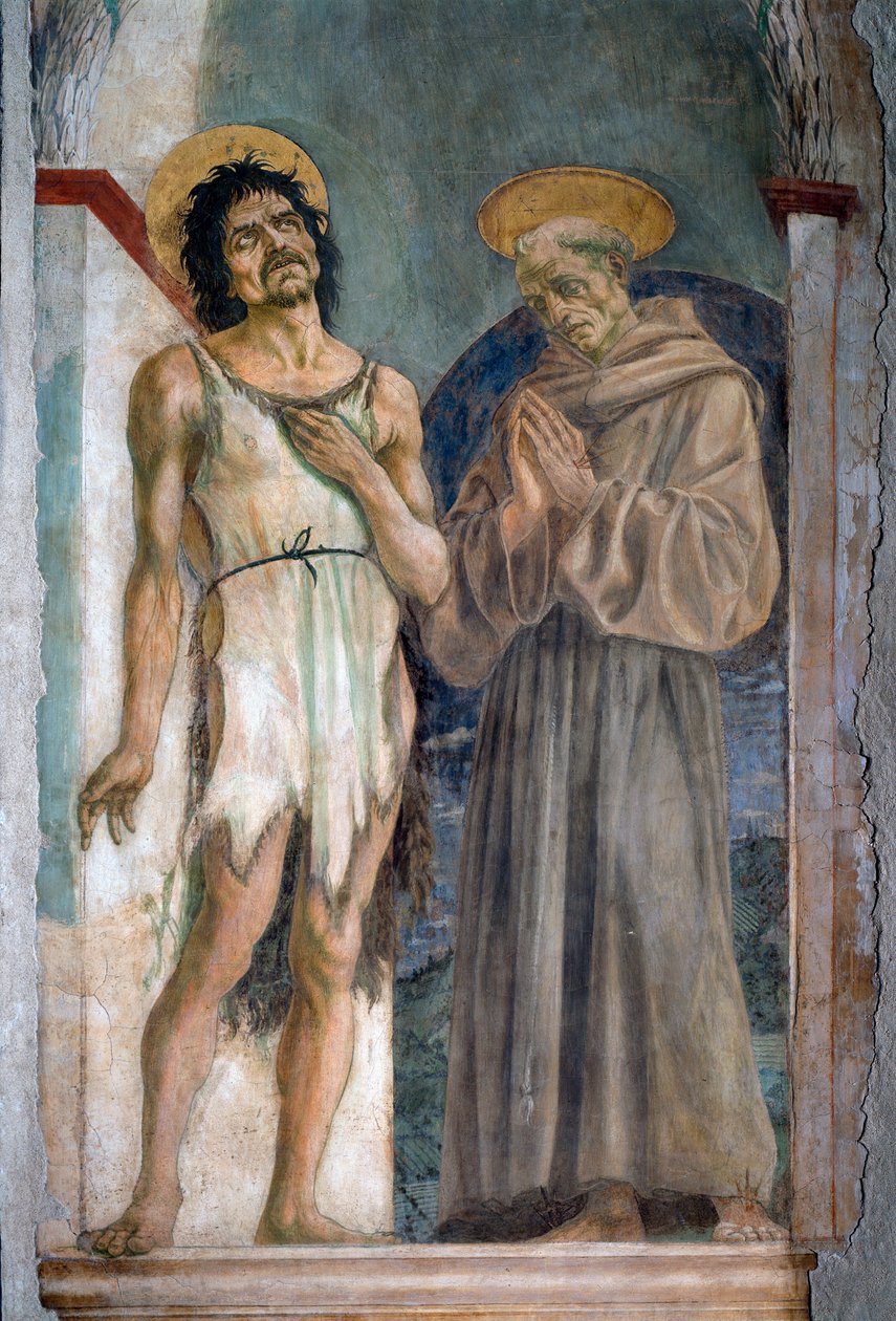 Św. Jan Chrzciciel i św. Franciszek z Asyżu - fresk autorstwa Domenico Veneziano