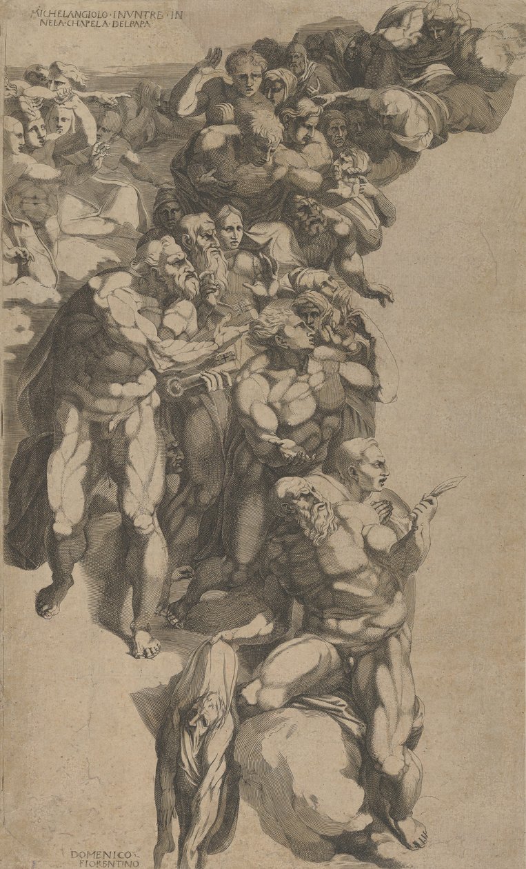 Grupa z Sądu Ostatecznego, św. Bartłomieja, św. Piotra i innych Apostołów, XVI wiek. autorstwa Domenico del Barbiere