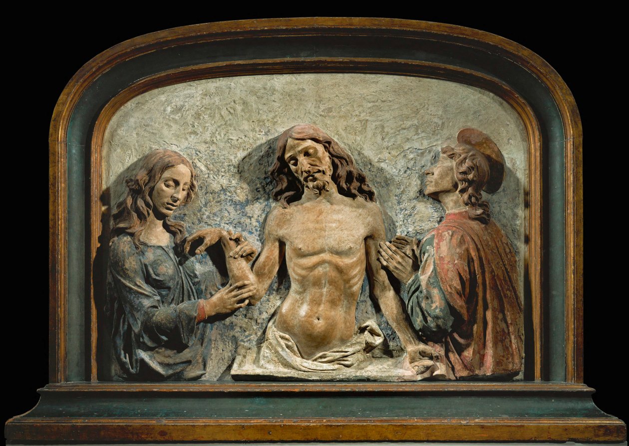 Martwy Chrystus adorowany przez świętego Jana Ewangelistę i świętą Marię Magdalenę ... autorstwa Domenico di (15th century) Paris