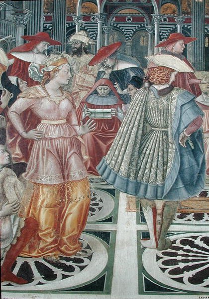 Papież Celestyn III (ok. 1106-98) przyznaje autonomię szpitalowi w Sienie autorstwa Domenico di Bartolo