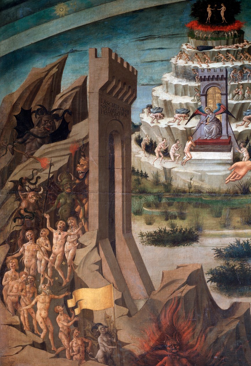 Dante Alighieri i jego komedia autorstwa Domenico di Michelino