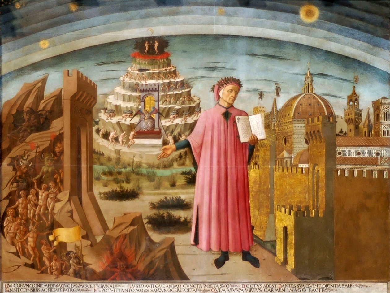 Dante i Boska Komedia Komedia oświecająca Florencja, 1464-1465. autorstwa Domenico di Michelino