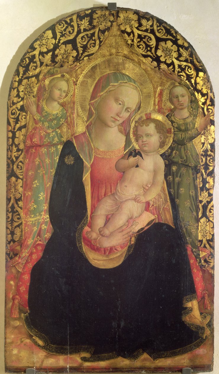 Madonna Pokorna z dwoma aniołami, 1460 (płyta) autorstwa Domenico di Michelino