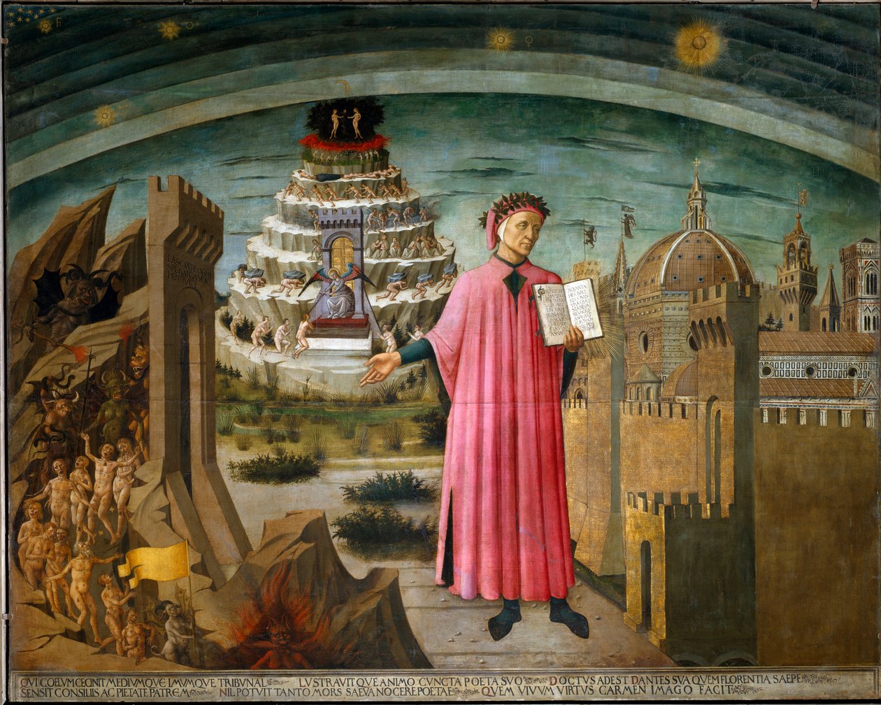Portret Dantego trzymającego Boską Komedię autorstwa Domenico di Michelino