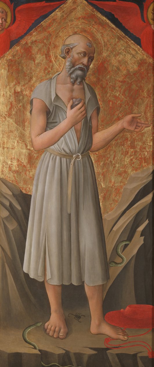 Św. Hieronim, pokutnik, ok. 1460 (tempera na panelu) autorstwa Domenico di Michelino