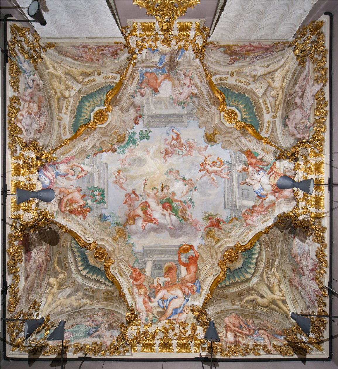 Sufit z alegorią Jesieni, Bachus, Sala Jesieni autorstwa Domenico the Elder Piola