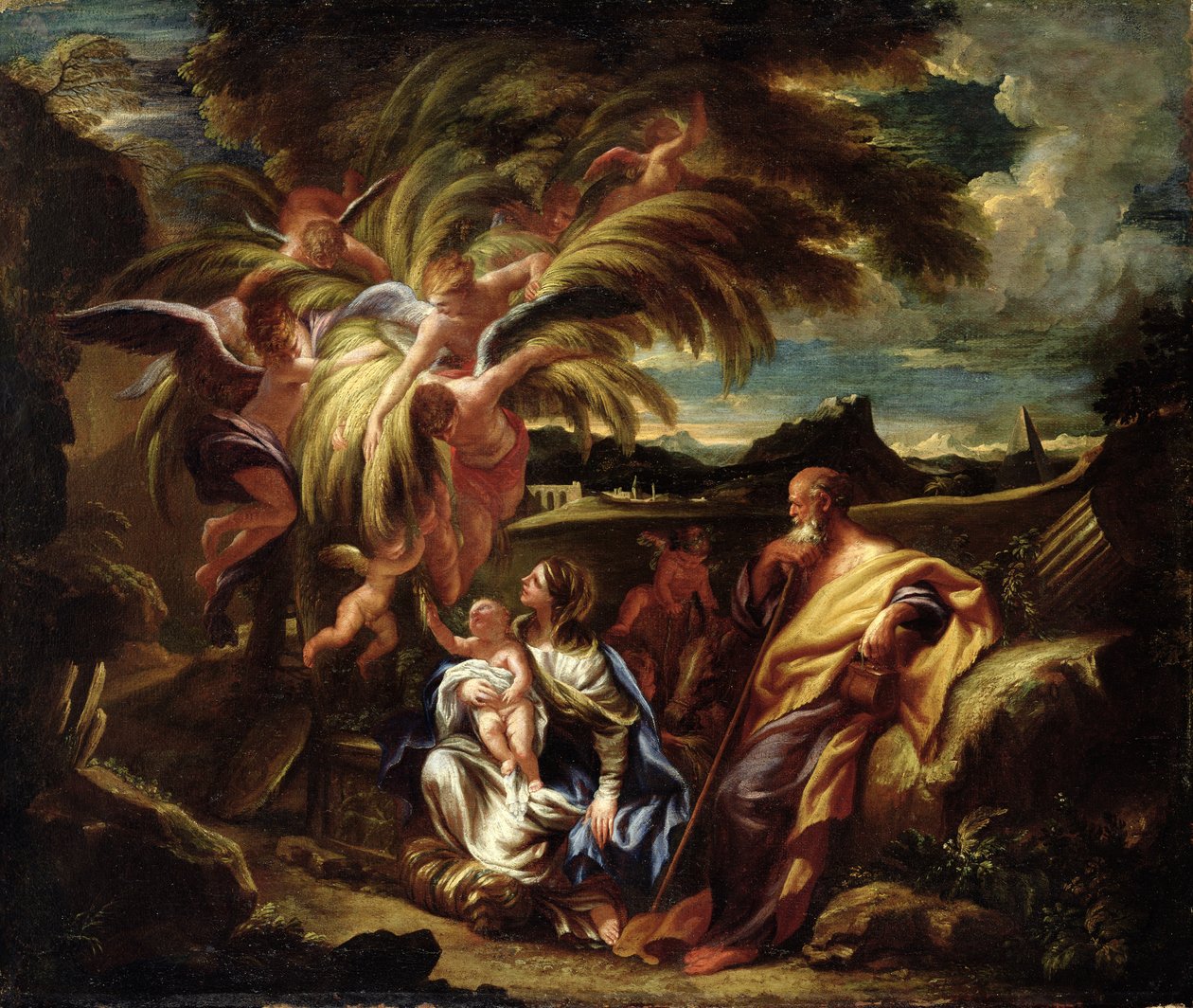Odpoczynek w ucieczce do Egiptu, ok. 1700 autorstwa Domenico the Elder Piola