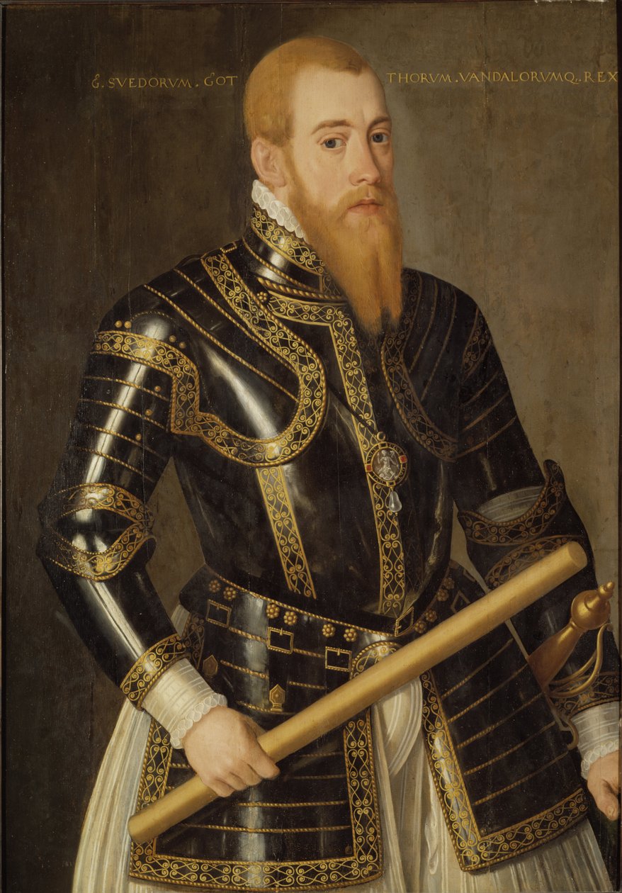 Eric XIV de Suede - Portret króla Szwecji Eryka XIV (1533-1577), autorstwa Verwilta, Domenicusa (czynny 1544-1566). Olej na drewnie. Wymiar : 98x69 cm. Muzeum Narodowe w Sztokholmie autorstwa Domenicus Verwilt