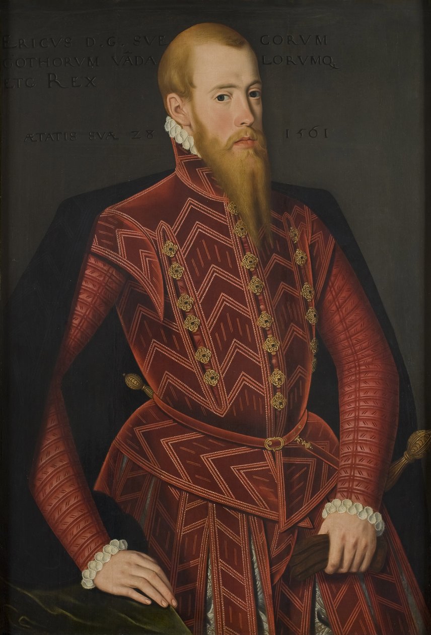 Eric XIV de Suede - Portret króla Szwecji Eryka XIV (1533-1577), autorstwa Verwilta, Domenicusa (czynny 1544-1566). Olej na drewnie. Wymiar : 103x69 cm. Muzeum Narodowe w Sztokholmie autorstwa Domenicus Verwilt