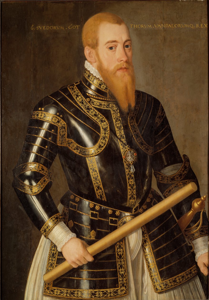 Portret króla Szwecji Eryka XIV 1533-1577. autorstwa Domenicus Verwilt