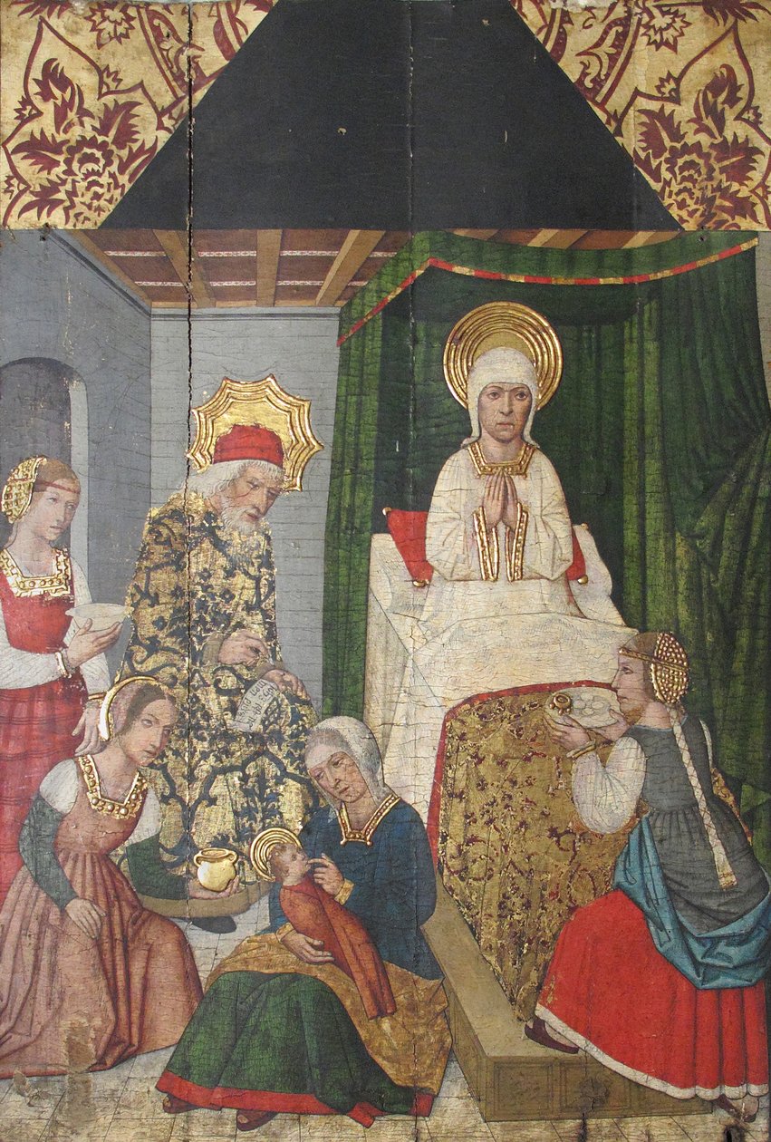 Tablica z narodzinami św. Jana Chrzciciela z Retabulum, XV w. autorstwa Domingo Ram