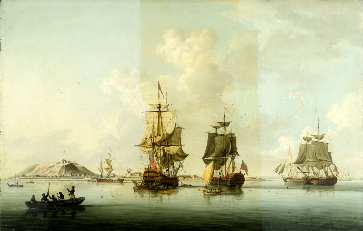 Atak na Goree, 29 grudnia 1758 r.: statki na kotwicy po akcji autorstwa Dominic Serres