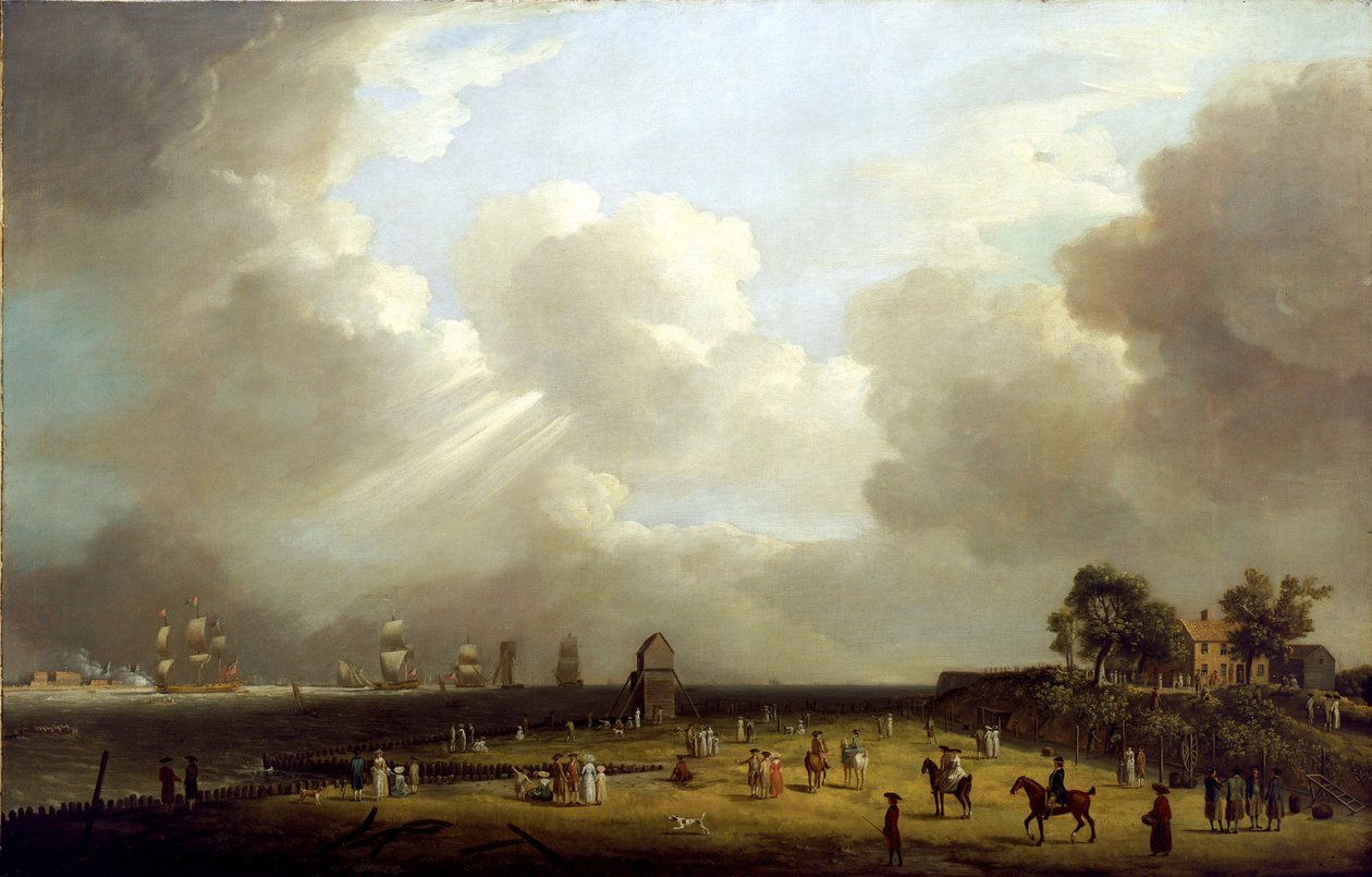 Przybycie księżniczki Charlotte (1766-1828) do Harwich, wrzesień 1761. Olej na płótnie autorstwa Dominic Serres