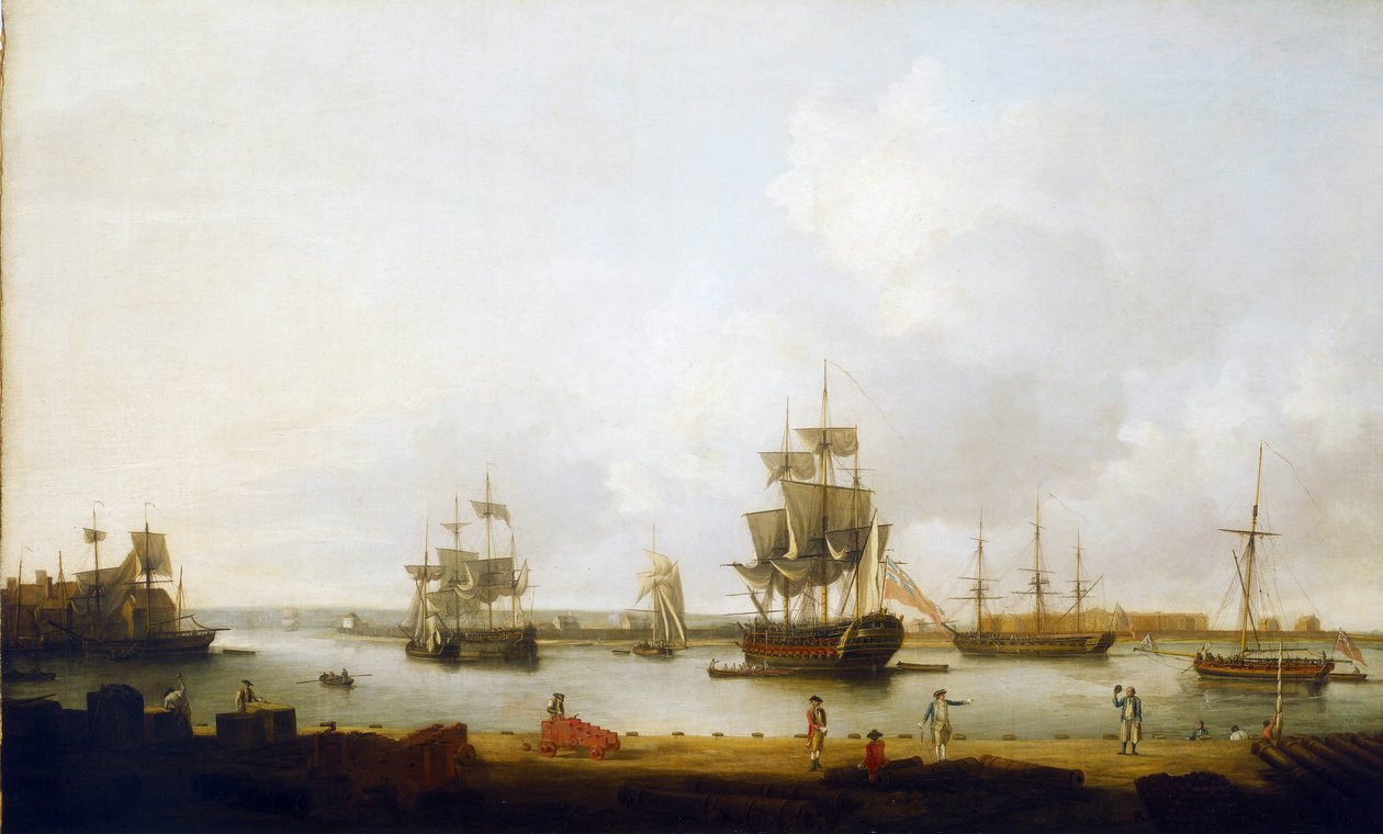 Okręty wojenne przy nabrzeżu armatnim w Portsmouth (Anglia) autorstwa Dominic Serres