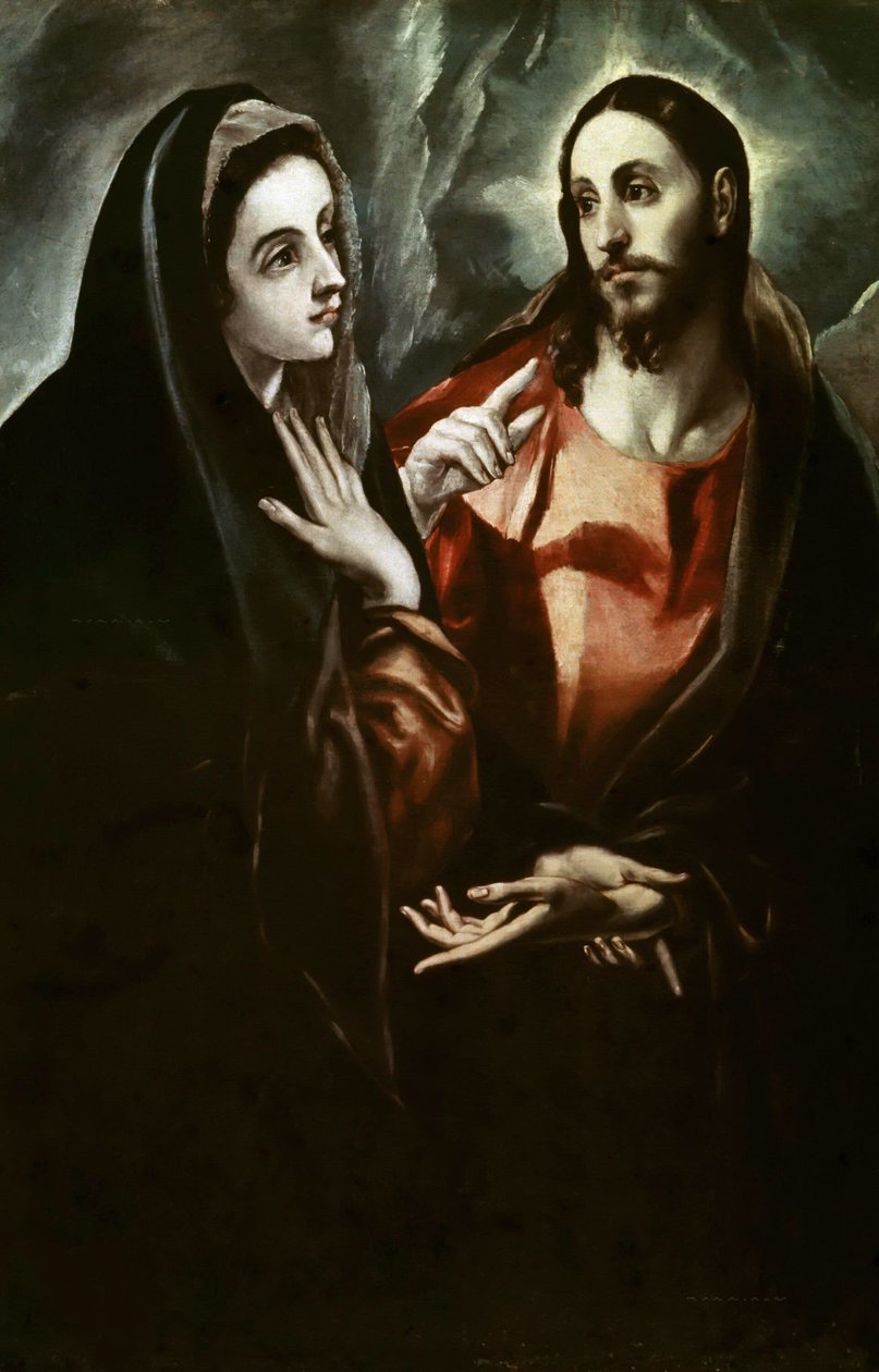 Chrystus żegnający się z Matką, ca. 1600. autorstwa Dominico El Greco