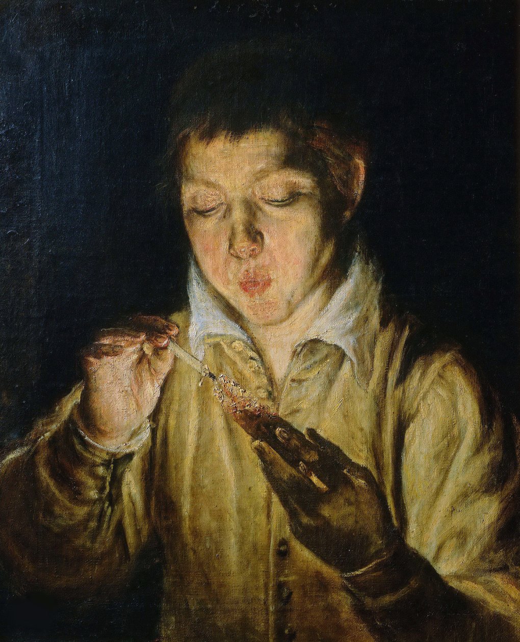 Znicz dmuchający na stożek, ok. 1571-1572. autorstwa Dominico El Greco