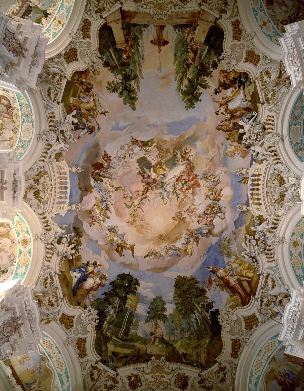 Fresk zdobiący kopułę klasztoru Schussenried autorstwa architekta Domenikusa Zimmermanna (1685-1766) 1730-1731 Schussenried, Niemcy autorstwa Dominikus Zimmermann