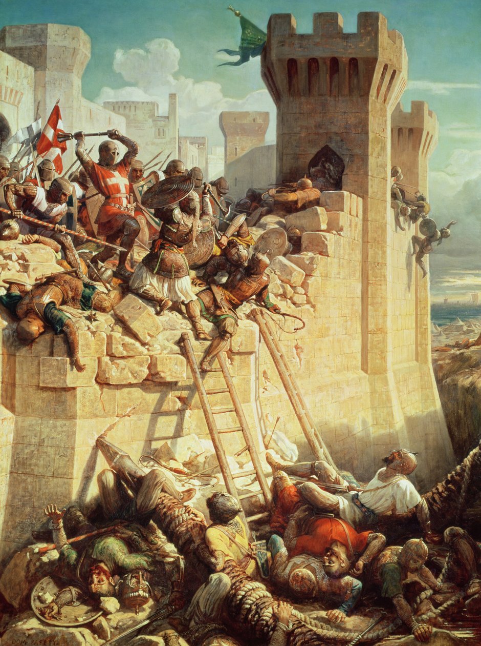 Guillaume de Clermont broniący Ptolemais (Akr) w 1291, 1845 autorstwa Dominique Louis Papety