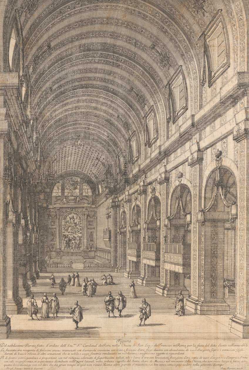 Dekoracja zamówiona przez kardynała de Retza w kościele San Luigi w Rzymie na F..., 1665. autorstwa Dominique Barriere