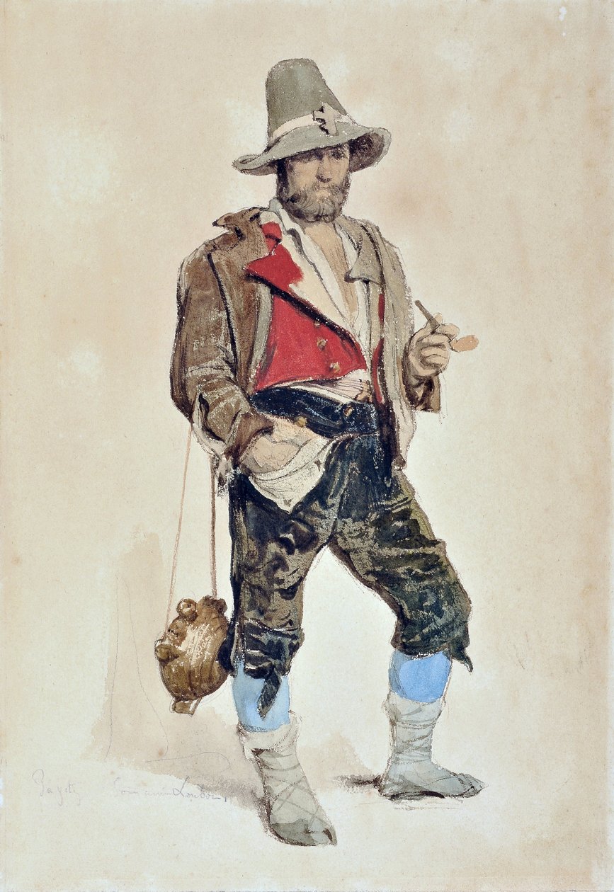 Portret malarza Emile Loubon (1809-1863) (akwarela) autorstwa Dominique Louis Papety