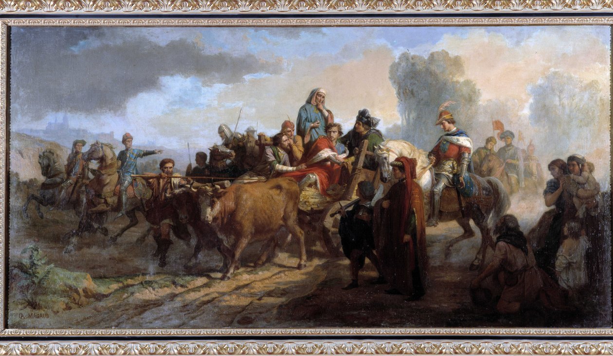 Szaleństwo Karola VI (1368-1422). Obraz Antoine Dominique Magaud (1817-1899) Olej na płótnie cm 111x221 Kolekcja P. Dumon obowiązkowa wzmianka: Collection fondation Doesn
