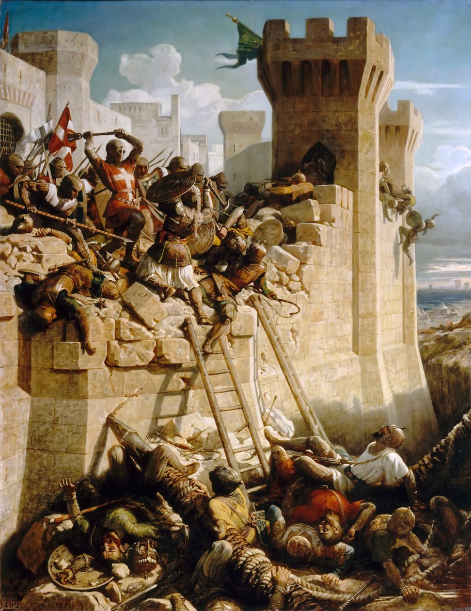Guillaume de Clermont broniący murów podczas oblężenia Akki, 1291 autorstwa Dominique Papety