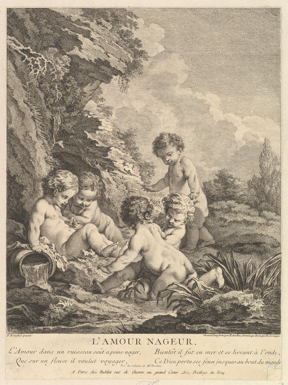 Pływanie dla dzieci, ca. 1741 autorstwa Dominique Sornique