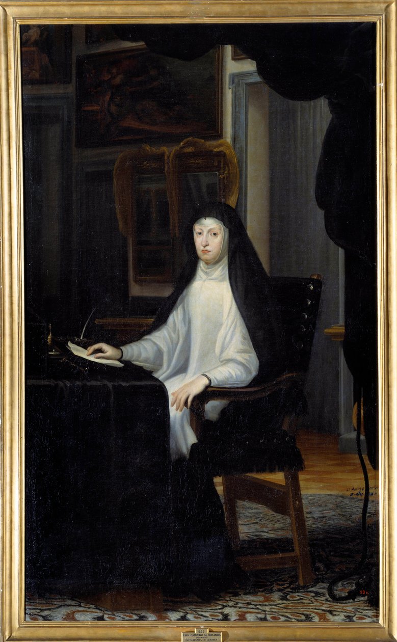 Portret królowej Marii Anny Austrii wdowy (1634 - 1696). Obraz Juana Carreno De Miranda (1614-1685) Ec. Esp autorstwa Don Juan Carreno de Miranda