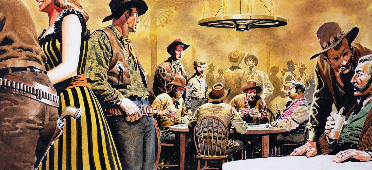 Wild West Saloon (gwasz na papierze) autorstwa Don Lawrence