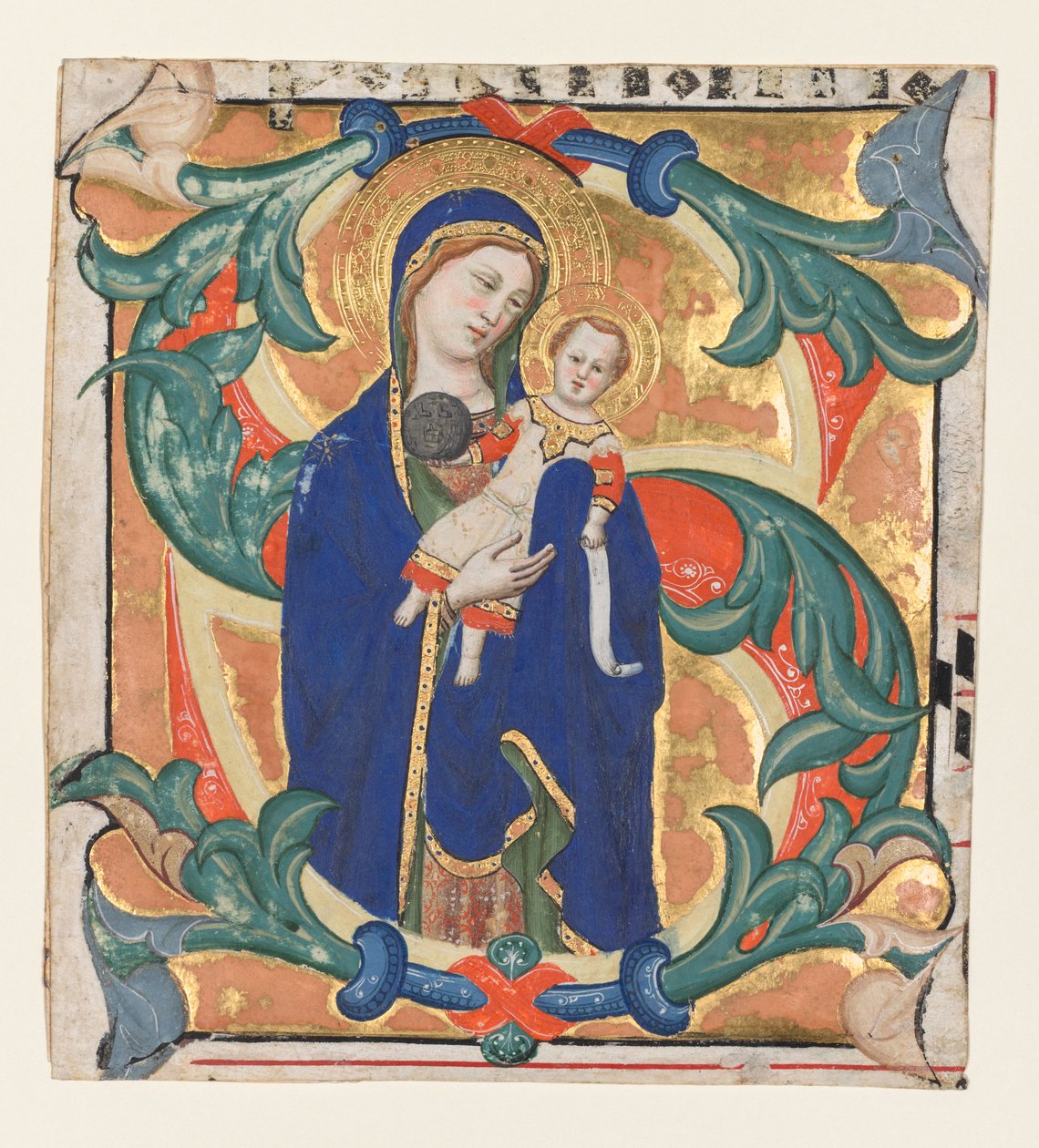 Inicjał S[alve sancta parens] z Graduału: Madonna z Dzieciątkiem autorstwa Don Silvestro dei Gherarducci