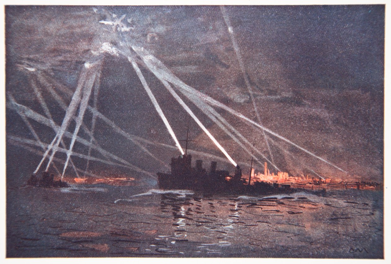 Krew i żelazo: nalot na północ, ilustracja z „Frontu morskiego” Gordona S. Maxwella, 1920 autorstwa Donald Maxwell