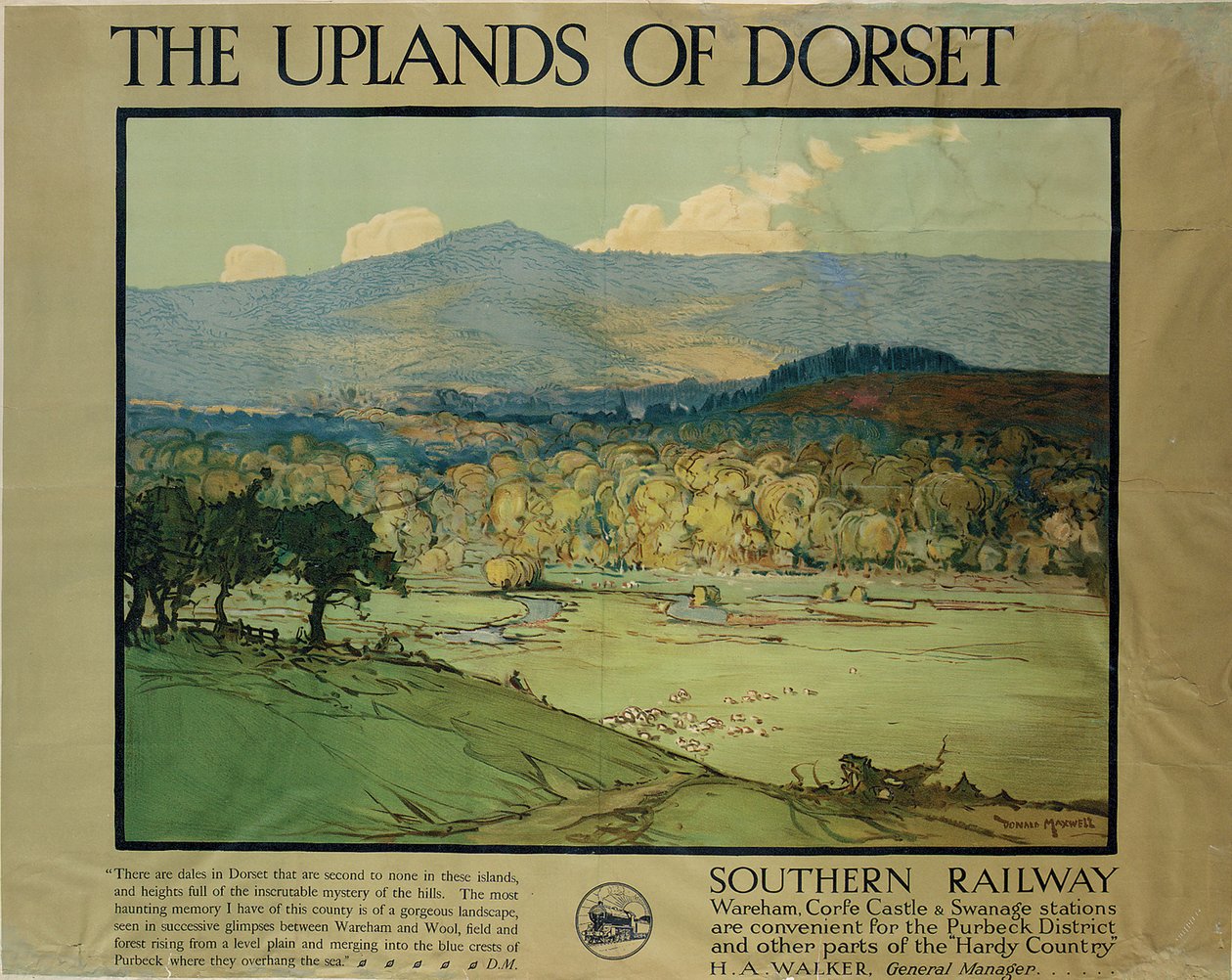 Wyżyny Dorsetm c.1924 (kolor lito) autorstwa Donald (after) Maxwell