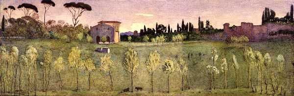 Villa Borghese, Rzym (akwarela) autorstwa Donald Andrew Brown