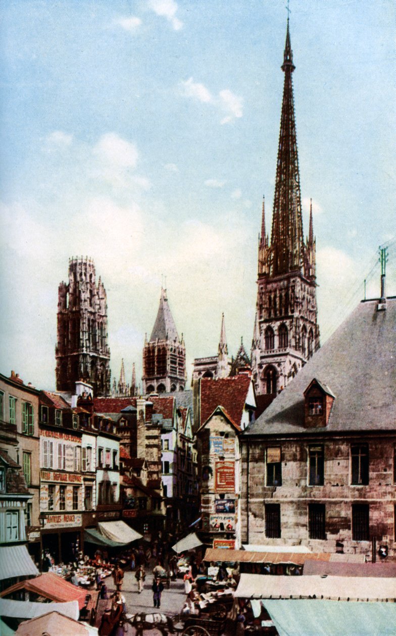 Katedra w Rouen, Normandia, Francja, ok. 1930 autorstwa Donald McLeish