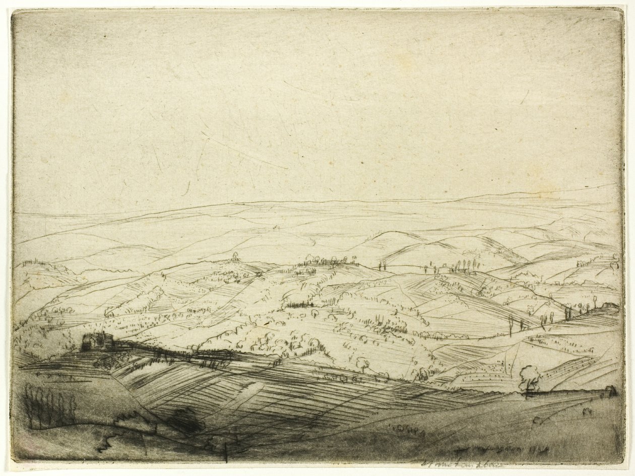 Szkic z murów San Gimignano autorstwa Donald Shaw MacLaughlan