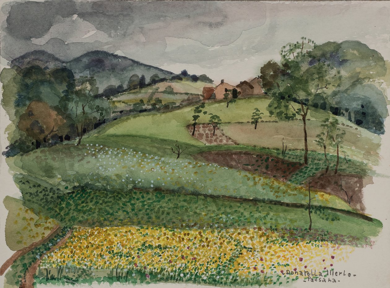 Chłop, ok. 1980 r. (akwarela na papierze) autorstwa Donatella Merlo
